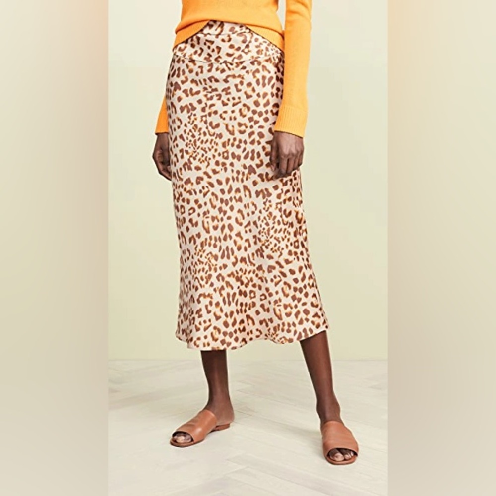 Free People Leopard Silk Skirt